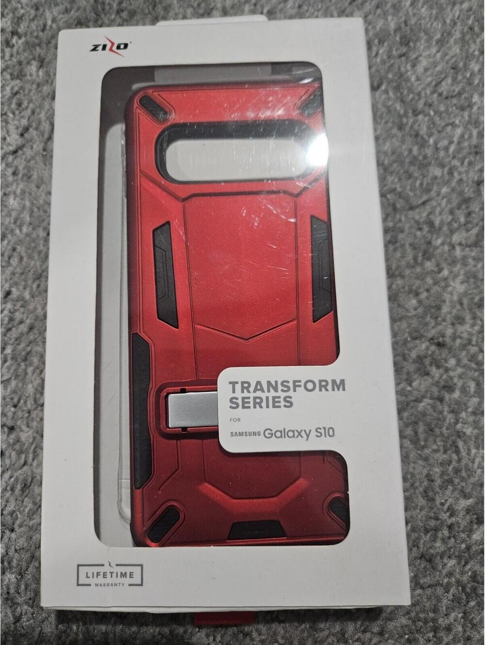 Phone Case For Samsung Galaxy S10 Zizo Transform Series Red Bolt With Kickstand